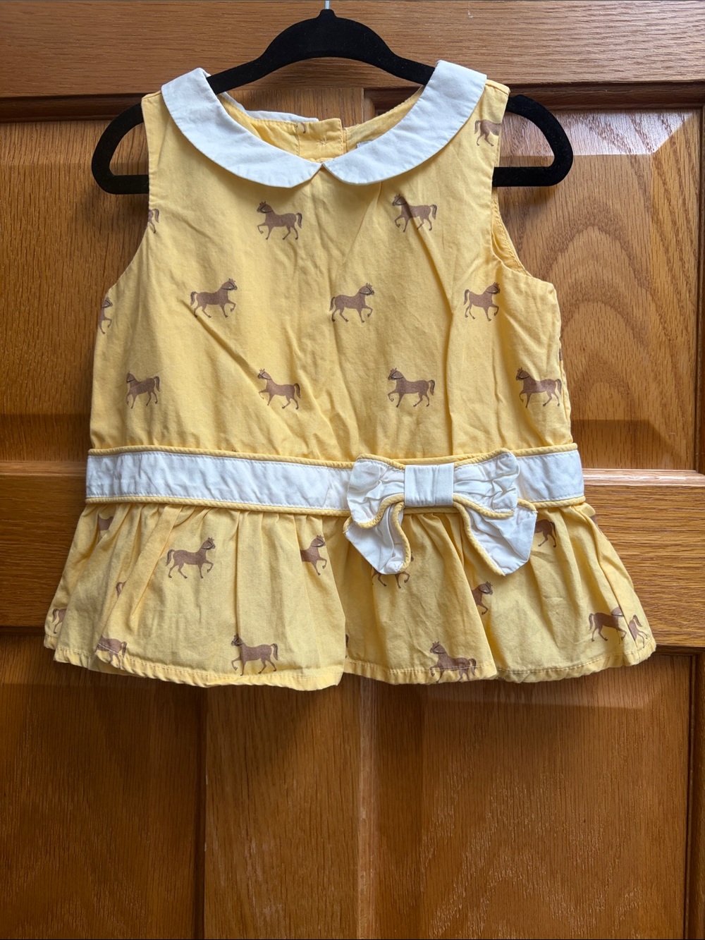 Janie&Jack 2T Yellow Horse-Print Toddler Shirt with White Collar and Bow
